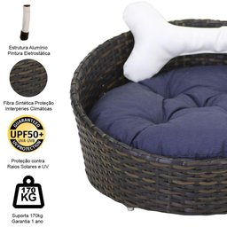 Cama Pet Chaise Redonda Fibra Sintética Alumínio Cão e Gato Trama Original Tabaco - 4