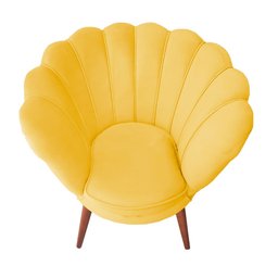 Kit 2 Poltronas Decorativas Pétala para Esmalteria Veludo Amarelo em Pés Palito Madeira Maciça - 4