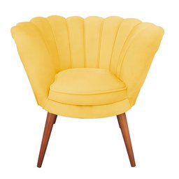 Kit 2 Poltronas Decorativas Pétala para Esmalteria Veludo Amarelo em Pés Palito Madeira Maciça - 3