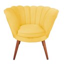 Ver imagem 3 de Kit 2 Poltronas Decorativas Pétala para Esmalteria Veludo Amarelo em Pés Palito Madeira Maciça