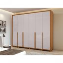 Ver imagem 5 de Guarda Roupa Casal Imperatore 6 Portas de Bater 8 Gavetas MDF Rei de Casa Amendoa Clean-Off White