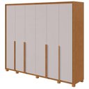 Ver imagem 1 de Guarda Roupa Casal Imperatore 6 Portas de Bater 8 Gavetas MDF Rei de Casa Amendoa Clean-Off White