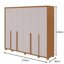 Ver imagem 2 de Guarda Roupa Casal Imperatore 6 Portas de Bater 8 Gavetas MDF Rei de Casa Amendoa Clean-Off White