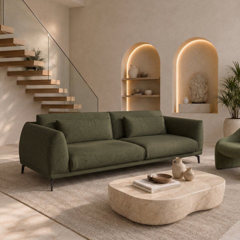 Sofá Living 3 Lugares com Almofadas 210cm Siena