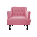 Ver imagem 1 de Poltrona Decorativa Julia Suede Rosa Pés Madeira Mz Decor