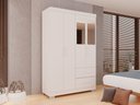 Ver imagem 7 de Guarda-roupa Solteiro 4 Portas 2 Gavetas Estrela Premium com Espelho Salleto Branco