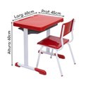 Ver imagem 2 de Kit Escolar Individual Vermelho Mesa e Cadeira Infantil 03 a 06 Anos