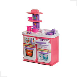 Cozinha Infantil Completa Bella Tateti Sai Água De Verdade Acessórios Microondas:Rosa