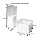 Ver imagem 2 de KIT ACRÍLICO PORTA ESCOVA DE DENTE ALGODÃO E COTONETES BRANCO KIT-B-B CENTAURI ACRÍLICOS Centauri Ac