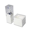 Ver imagem 1 de KIT ACRÍLICO PORTA ESCOVA DE DENTE ALGODÃO E COTONETES BRANCO KIT-B-B CENTAURI ACRÍLICOS Centauri Ac