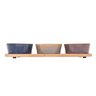 Conjunto 3 Petisqueiras de Cerâmica com Bandeja de Bambu 32cm X 9,5cm X 5cm - Lyor - 2
