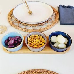 Conjunto 3 Petisqueiras de Cerâmica com Bandeja de Bambu 32cm X 9,5cm X 5cm - Lyor - 5