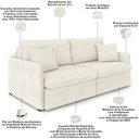 Ver imagem 4 de Sofá Cama Retrátil para Sala de Estar 194cm Una K01 Bouclê Cru - Lyam Decor