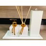 Kit Lavabo Pia Jogo Aroma Branco Dourado Porta Escova Casa - 1