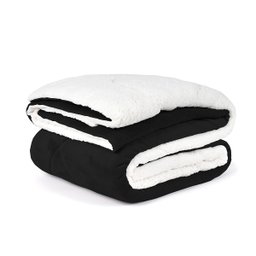 Coberdrom Pele Carneiro Cobertor Queen Size Preto Dupla Face - 1