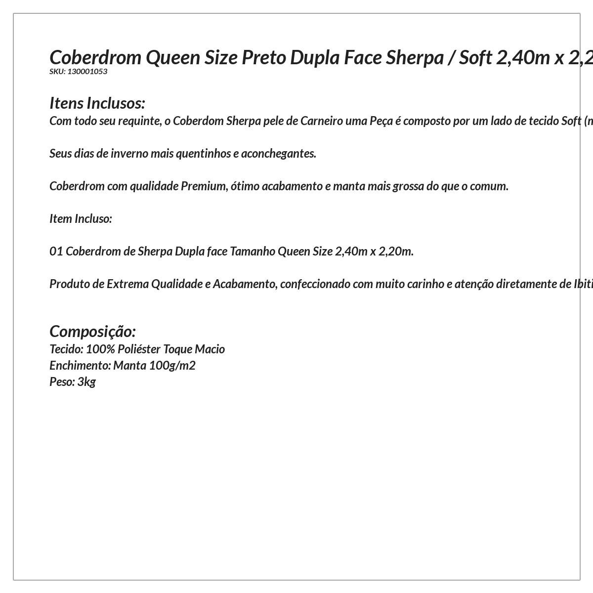 Coberdrom Pele Carneiro Cobertor Queen Size Preto Dupla Face - 6