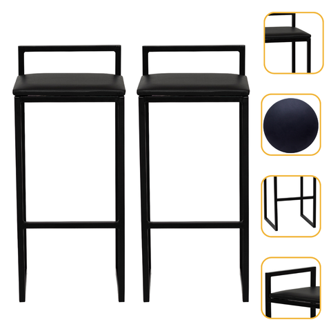 Kit 2 Banqueta Quadrada Preta para Balcão Ilha Cozinha Gourmet Bancada Piscina Bares Àrea de Lazer