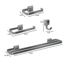 Ver imagem 2 de Kit Acessórios para Banheiros 4 Peças Prata Lavabo com Toalheiro Duplo