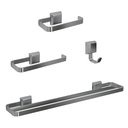 Ver imagem 1 de Kit Acessórios para Banheiros 4 Peças Prata Lavabo com Toalheiro Duplo