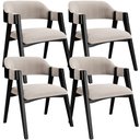 Ver imagem 1 de Kit 4 Cadeiras Sala de Jantar Estar Living Estofada Suran L02 Preto Bouclê Creme - Lyam Decor