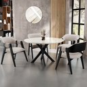 Ver imagem 2 de Kit 4 Cadeiras Sala de Jantar Estar Living Estofada Suran L02 Preto Bouclê Creme - Lyam Decor