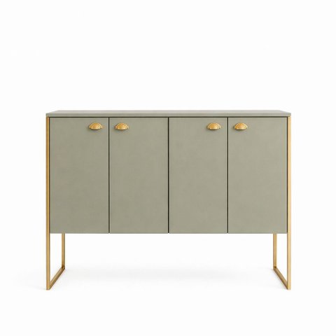 Aparador Buffet Multiuso 4 Portas em Mdf – Armário Decorativo para Sala, Jantar ou Hall:cinza