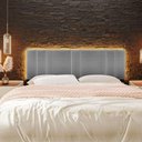Ver imagem 2 de Cabeceira Estofada Painel Led Cama King Size 200 Cm Linho Cinza