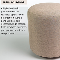 Puff Perse Decorativo Tecido Linho Banqueta Redondo - 5