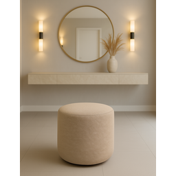 Puff Perse Decorativo Tecido Linho Banqueta Redondo - 1