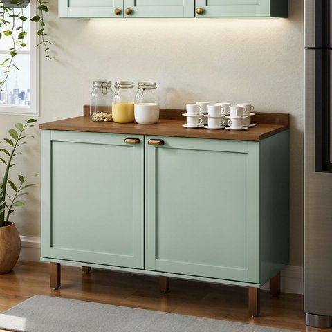 Balcão de Cozinha 2 Portas Verde Mint 1502 - Genialflex