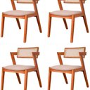 Ver imagem 3 de Kit 4 Cadeiras Madeira Maciça Rattan de Fibra 100% Estofada Verona Espresso Móveis Bege/Champagnhe