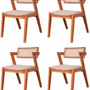 Ver imagem 2 de Kit 4 Cadeiras Madeira Maciça Rattan de Fibra 100% Estofada Verona Espresso Móveis
