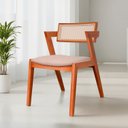 Ver imagem 1 de Kit 4 Cadeiras Madeira Maciça Rattan de Fibra 100% Estofada Verona Espresso Móveis Bege/Champagnhe