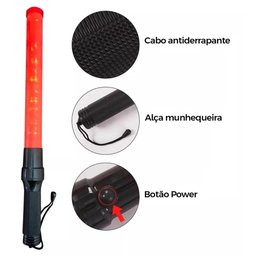 Bastao Sinalizador 2 Cores Led Kit 5 Unidades Segurança Fiscalizaçao Transito Obra Sinalizaçao Estac - 3