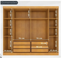 Ver imagem 4 de Guarda Roupa Casal 2 Portas de Correr 6 Gavetas 240cm Trancoso Cinamomo - Valverde