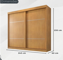 Ver imagem 2 de Guarda Roupa Casal 2 Portas de Correr 6 Gavetas 240cm Trancoso Cinamomo - Valverde