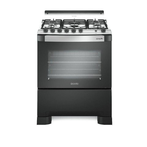 Fogão 5 Bocas Mueller Decorato Gourmet G3 Tripla Chama Preto Fosco Bivolt