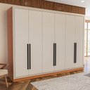 Ver imagem 1 de Guarda-roupa Casal Valência 6 Portas 4 Gavetas Freijó/creme - Politorno