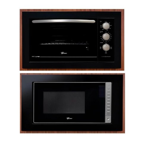 Kit Forno Elétrico 48 L e Micro-ondas 25 L de Embutir Fit Line Moldura Preta 220 V Fischer