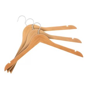 Kit de 25 Cabides de Madeira Marfim - Elegância e Durabilidade para Seu Armário