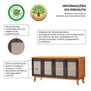Ver imagem 2 de Buffet Madeira Maciça Rústico Telinha 4 Portas Deltan - Preto / Imbuia