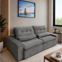 Ver imagem 1 de Sofá Retrátil Premium 2,50m Molas Ensacadas Veludo Cinza Conforto Superior Máximo