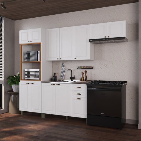 Cozinha Modulada 4 Peças 100% MDF Bari Branco