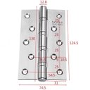 Ver imagem 2 de Dobradiça Inox para Porta Dobradiça Anti Ruído 12,4cm