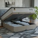 Ver imagem 1 de Cama Box Baú Queen + Colchão Comfort Class Pillow Top Branco/suede Bege