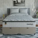 Ver mais imagens de Cama Box Baú Queen + Colchão Comfort Class Pillow Top Branco/suede Bege
