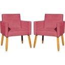 Ver imagem 2 de Kit 2 Poltronas Decorativa para Sala Nina Pé Palito 30cm Castanho Rosê Suede