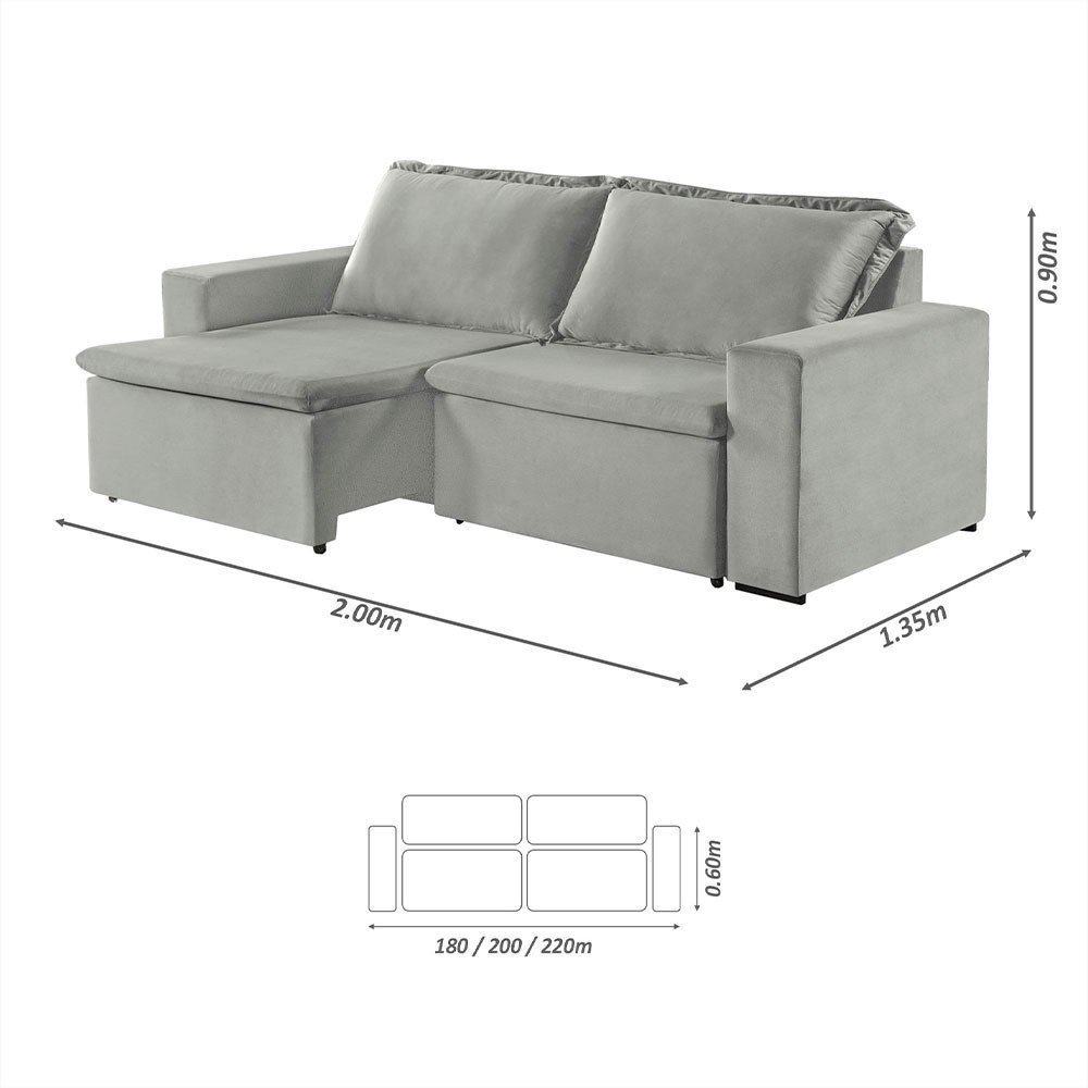 Sofa Malibu 2 Lugares 200 cm Pes de Madeira Talento Móveis - 4