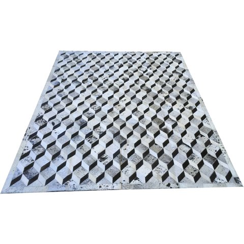 Tapete de Couro 3D Preto Branco Salino 2,00x2,50 com Bordas