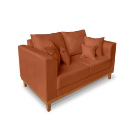 Sofá Namoradeira Viena 02 Lugares Com Almofadas Decorativa Suede Terracota - Madeira Prima Deccor - 3
